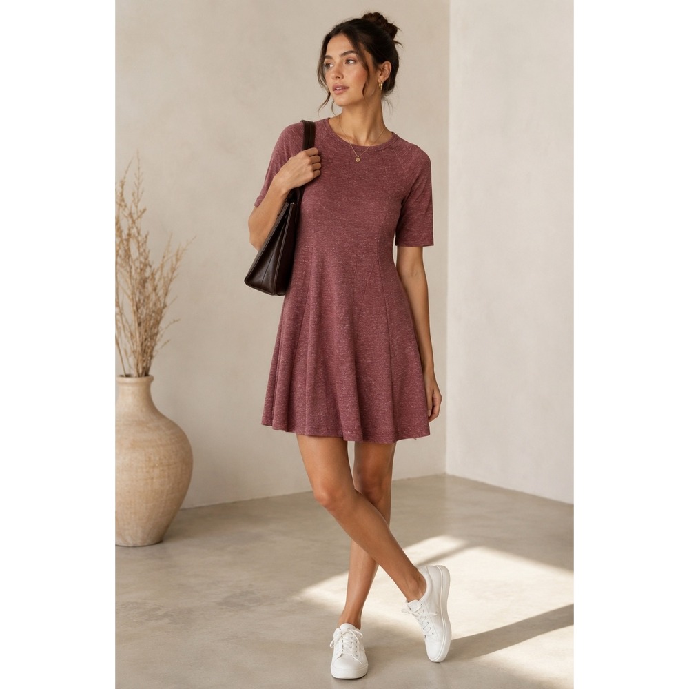 Ganni Winter Jersey Dress Women‎ S Marl Cotton Short Sleeve Mini Fit Flare